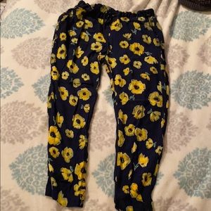 ZARA navy blue and yellow floral pants